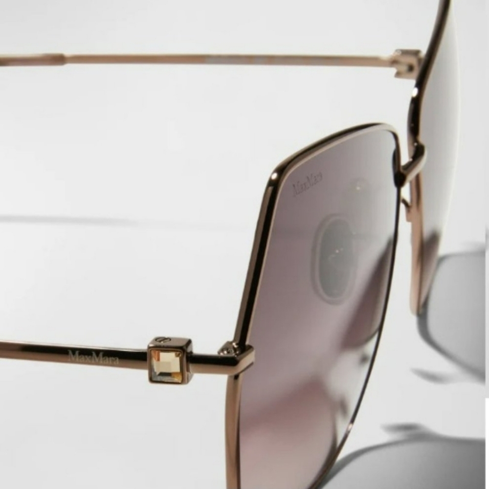 MaxMara Jewel Shiny Bronze Square Metal Sunglasses MM0035-H 38T - Picture 6 of 15